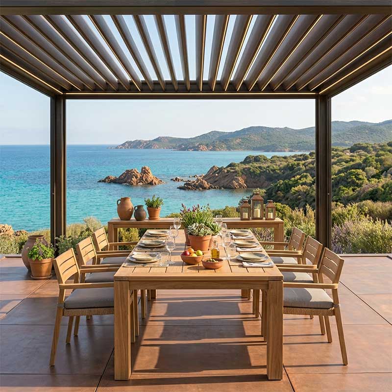 Pérgola de madera para Zona de comedor exterior